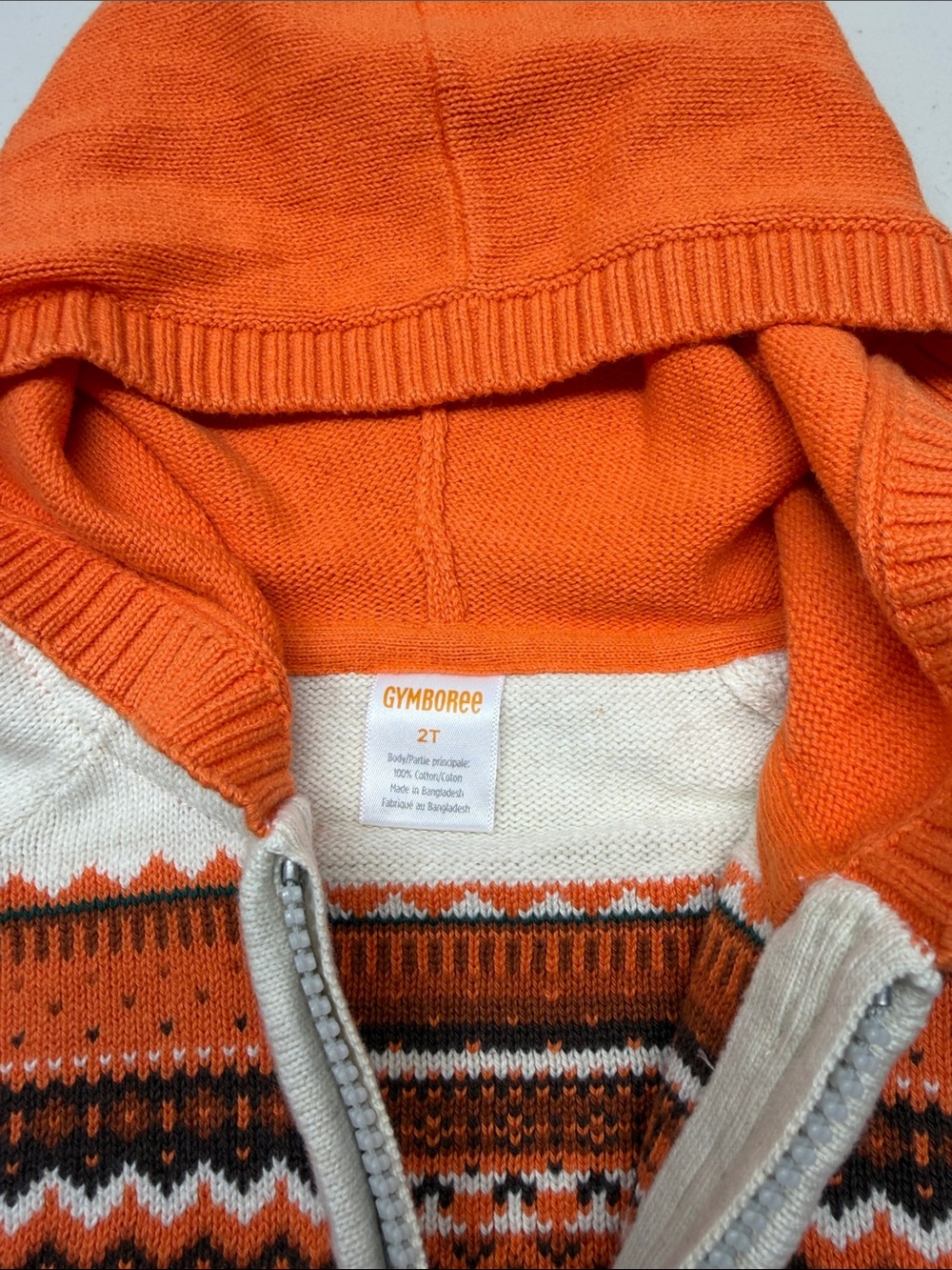 Gymboree Orange and Cream Pumpkin Zip-Up Hoodie Sweater. NWOT - Picture 3 of 5